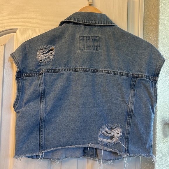 Forever 21 Y2K Distressed Denim Vest - Picture 2 of 3
